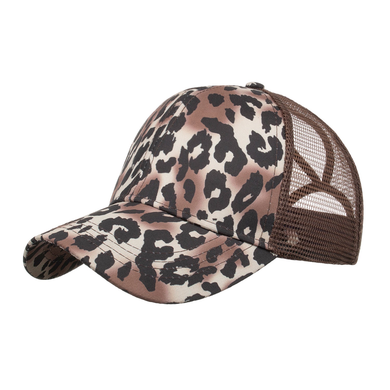 Wholesale Leopard Print Ponytail Mesh Baseball Cap